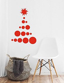 Dekorácie - Vianočné nálepky na stenu - Guličkový stromček - 8831723_