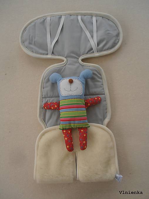 Detský textil - Podložka do autosedačky 9-18 kg 100% Merino proti poteniu a prechladnutiu pastelová sivá - 8835563_