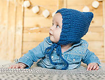 Detské čiapky - Zimný čepček pixie VLNA ALPAKA - DENIM - 8840713_