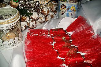 Dekorácie - vianočné ozdoby - salónky červenozlaté - 8843947_