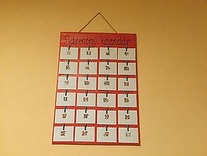 Dekorácie - Adventný kalendár červený s nálepkami - 8846237_