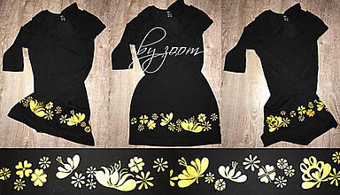 Šaty - Šaty so zlatým folklórnym vzorom - 8845146_