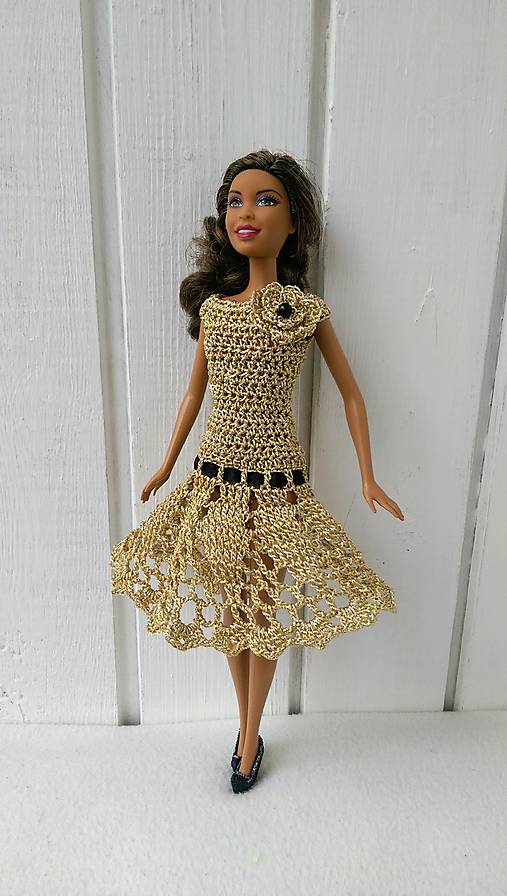  - Zlaté krátke šaty pre Barbie - 8847888_
