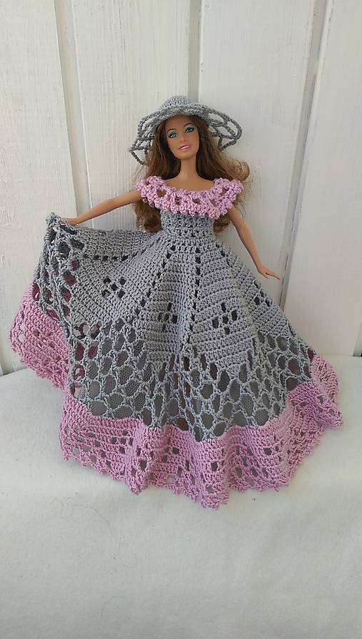  - Šedoružové šaty pre Barbie - 8850524_