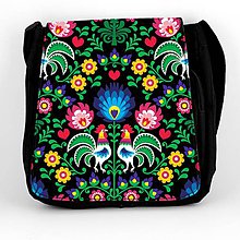 Iné tašky - Taška na plece L farebné folk kvety (Čierna) - 8854242_