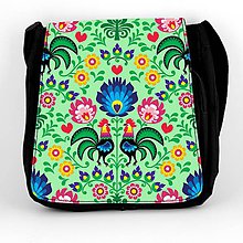 Iné tašky - Taška na plece L farebné folk kvety (Zelená) - 8854267_