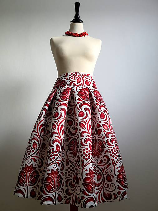  - slávnostná sukňa Červený ornament  - 8856050_
