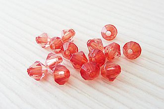 Korálky - Bikonky plastové, 5x5 mm, červené, výpredaj! - 8855271_