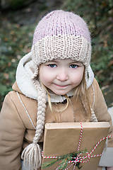 Detské čiapky - Zimná ušianka VLNA + ALPAKA ružová hmla - 8860517_