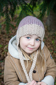 Detské čiapky - Zimná ušianka VLNA + ALPAKA ružová hmla - 8860516_