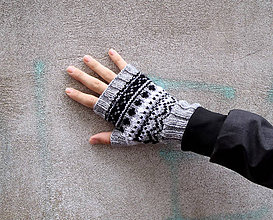 Rukavice - Sivé bezprstové rukavice - 8861589_