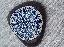 Kresby - Modré ornamenty - Na kameni maľované - 8856186_