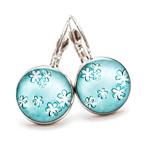 Náušnice - Modré kvetinky - 8856299_