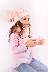 Detské súpravy - Zimný set s menom a odopínacím brmbolcom Light apricot& butter - 8861598_