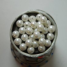 Korálky - Perleťové korálky 6mm (Biela) - 8857048_