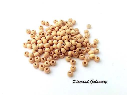 Korálky - Drevená korálka 4 mm - natur - 8864602_
