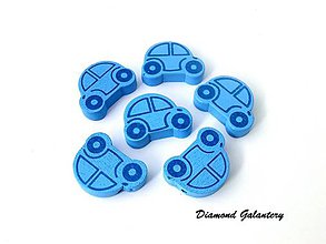 Korálky - Drevená korálka auto modré - 8863543_