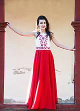 Šaty - Červené vyšívané šaty - 8864525_