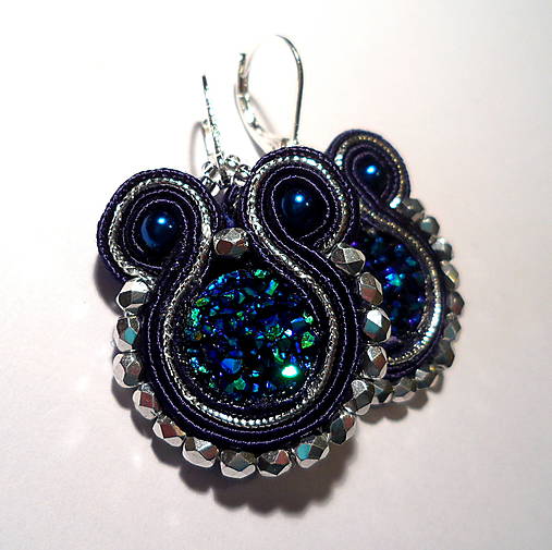 SOUTACHE náušnice (modrá)