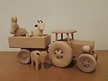 Hračky - Traktor drevený s vlečkou - 8869573_
