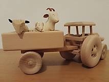 Hračky - Traktor drevený s vlečkou - 8869576_