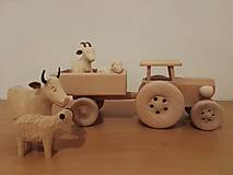 Hračky - Traktor drevený s vlečkou - 8869583_