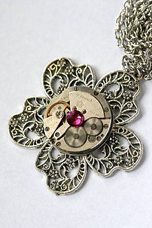 Náhrdelníky - Steampunkový náhrdelník Kvietok - 8868953_