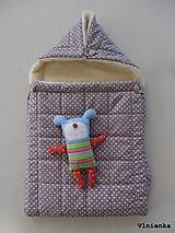 Detský textil - RUNO SHOP fusak pre deti do kočíka 100% ovčie runo MERINO TOP super wash BODKA hnedá - 8876117_