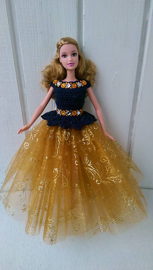  - Modrozlaté šaty pre Barbie - 8879701_