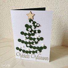 Papiernictvo - Gombíková vianočná pohľadnica (varianta 2) - 8883831_