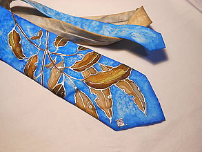 Pánske doplnky - Maľovaná kravata - Listy - 8881681_