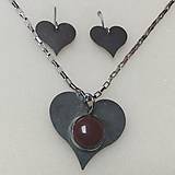 Sady šperkov - sada nerezových šperkov: srdce s červeným jaspisom - 8887225_