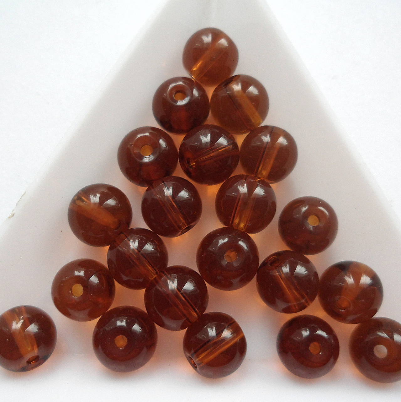 Sklenené korálky-priehľadné (8mm/hnedá-10ks)