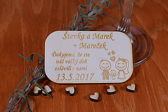 Darčeky pre svadobčanov - Gravírovaná drevená svadobná magnetka ako darček na redový tanec 97 - 8887593_