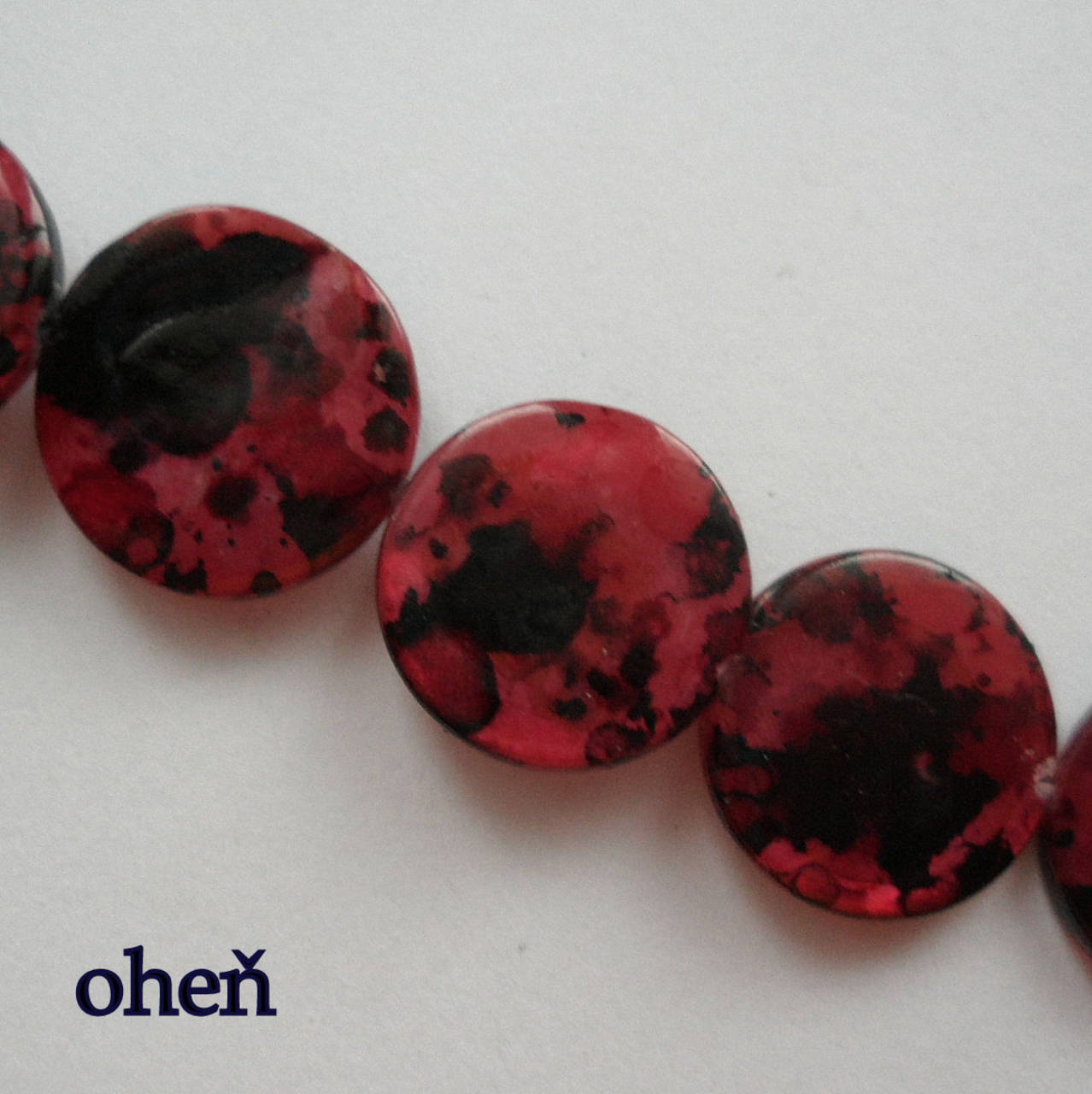 Perleť.placka 14mm-1ks (oheň)