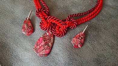 Sady šperkov - červený náhrdelník z morských usadenín - 8891103_
