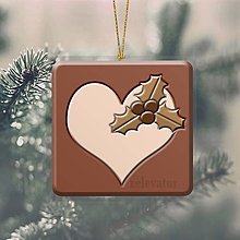 Dekorácie - Vianočná ozdoba ,,čokoládová" (srdce s imelom) - 8889853_