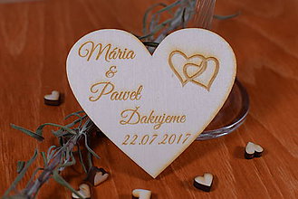 Darčeky pre svadobčanov - Gravírovaná drevená svadobná magnetka ako darček na redový tanec 102 - 8893471_