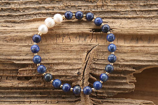 Náramok lapis lazuli a perly