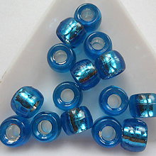 Korálky - Plast 9x6mm-so strieb.fóliou (modrá-10ks) - 8900047_
