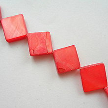 Korálky - Perleťový štvorec 10x10mm-1ks (červená) - 8901703_
