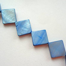 Korálky - Perleťový štvorec 10x10mm-1ks (modrá) - 8901708_