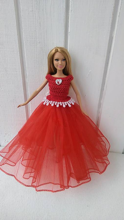  - Červené dlhé šaty 2 pre Barbie - 8898485_
