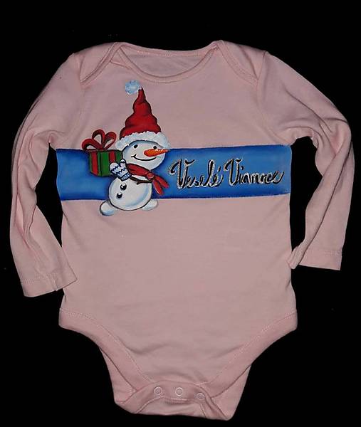 Detské oblečenie - maľované body- snehuliak - 8898436_