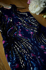 Šaty - Ručne maľované krásne tmavomodré šaty - 8902687_