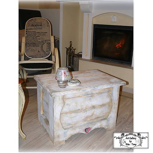 Nábytok - Vintage truhlica "White+silver" - 8903393_