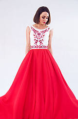 Šaty - Červené vyšívané šaty - 8907826_