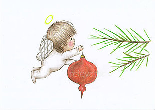 Kresby - Anjelik  (a vianočná ozdoba) - 8907679_