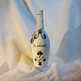 Nádoby - Fľaša na pálenku Slivka s ornamentami, čipkou a visačkou - 8910136_