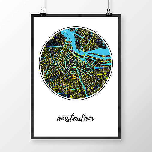 Obrazy - AMSTERDAM, okrúhly, čierny - 8912183_